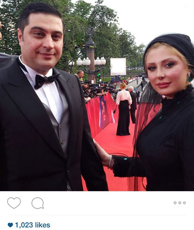 نیوشا خانم ضیغمی و همسر محترم در فرش قرمز جشنواره فیلم روسیه