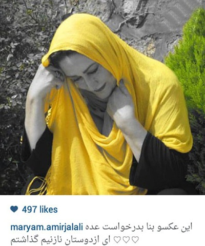 هواداران مریم امیرجلالی از وی خواسته بودند که یک عکس سیاه و سفید با شال و درختچه رنگی بگذارد؟!