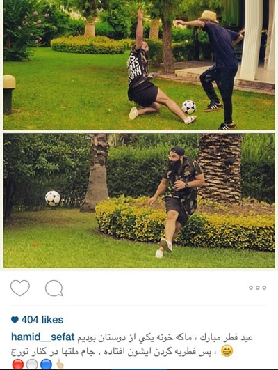 حمید صفت خواننده رپ کشورمان در حال فوتبال زدن در خانه یکی از دوستان