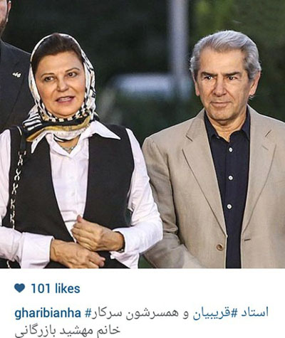 فرامرز خان قریبیان و همسر محترم در حاشیه یک مراسم