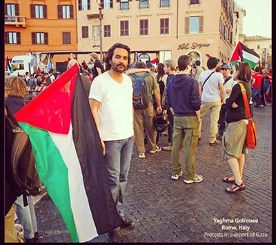 یغما گلرویی در تظاهرات حمایت از مردم مظلوم غزه در ایتالیا