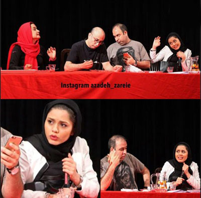 آزاده زارعی، علی اوجی، عارف لرستانی و کمند امیرسلیمانی در یک نمایشنامه خوانی