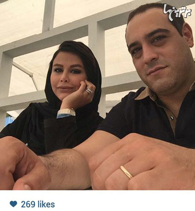 عکس امیر یل ارجمند و همسرش یاسمینا باهر با محوریت حلقه های ازدواجشان