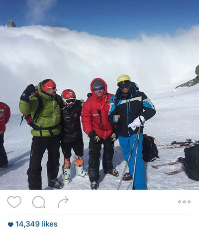 رضا گلزار و دوستان اروپایی اش در ارتفاعات آلپ در تدارک اسکی هستند