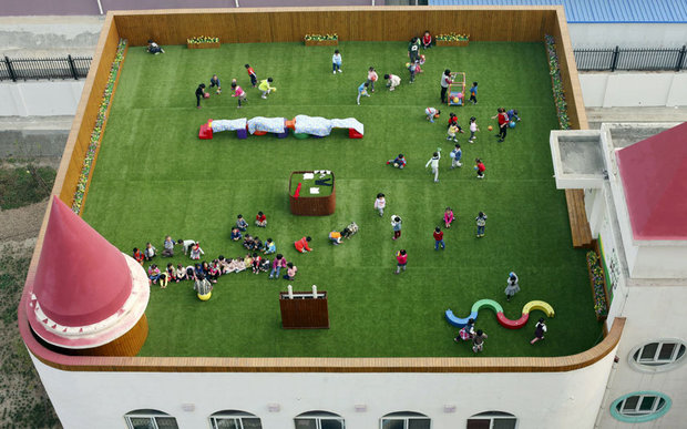 طراحی خلاقانه پشت بام یک مهد کودک در «شیان» چین