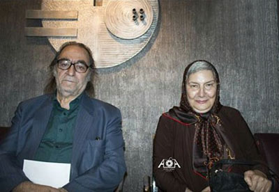 فریده سپاه منصور و همسر محترم در حاشیه یک مراسم