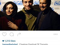 حامد بهداد، شهرام مکری و ساره بیات برای شرکت در یک جشنواره سینمایی راهی تورونتوی کانادا شده اند و این عکس مربوط به همین جشنواره است