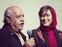 مهتاب کرامتی و استاد بهزاد فراهانی در حاشیه مراسم اکران فیلم «جامه دران»