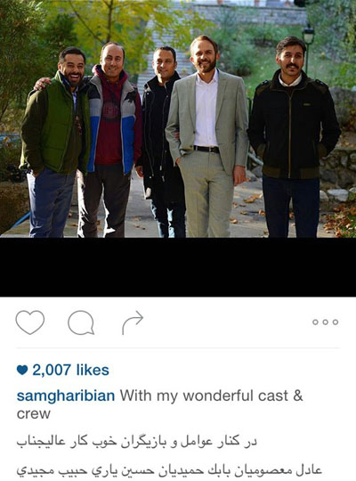 عکسی مربوط به پشت صحنه فیلم جدید سام قریبیان به نام «عالیجناب»