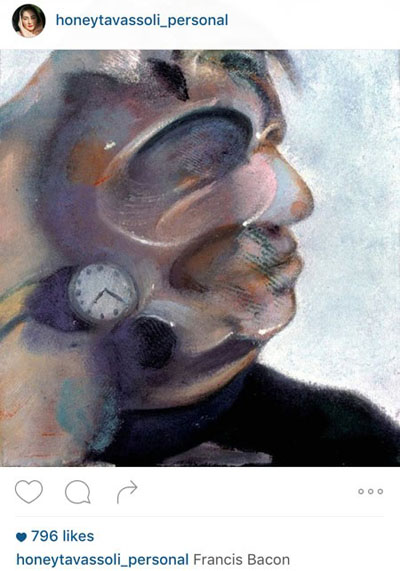 هانیه توسلی همیشه آثار و نقاشی هایی را که او را تحت تاثیر قرار می‌دهد به اشتراک میگذارد
