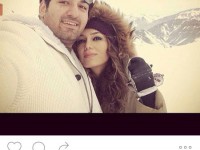 سلفی زیبا و پر احساس مونا برزویی و همسر محترم در ارتفاعات تهران