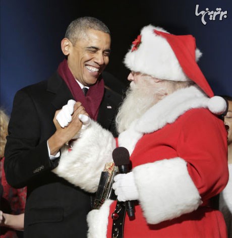 باراک اوباما در کنار بابانوئل +عکس