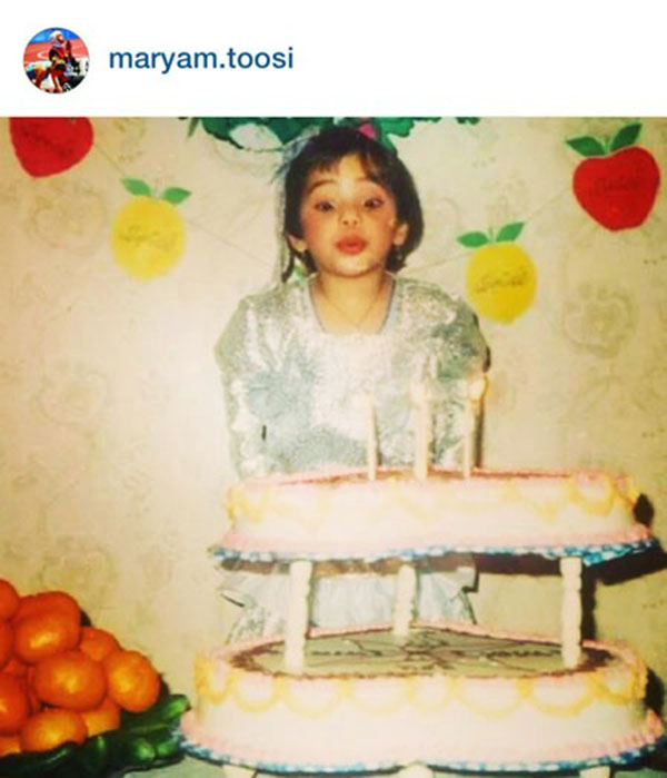 لحظه ای که مریم طوسی شمع کیک تولد 5 سالگی اش را فوت کرد