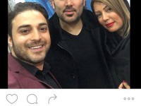 سلفی بابک جهانبخش در کنار نیما مسیحا و همسرش در پشت صحنه کنسرت حمید حامی