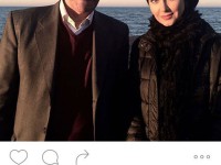عکس یادگاری مریم خدارحمی در کنار سیامک اطلسی بازیگر پیشکسوت سینما در کنار ساحل دریا