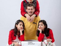 عکس آتلیه ای و زیبای سیروس همتی در کنار همسر عزیز و دوقلوهای نازنینش