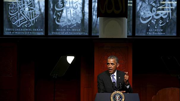 فیلم/ نخستین بازدید اوباما از یک مسجد آمریکایی