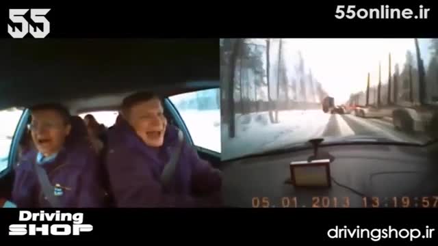 فیلم/ واکنش سرنشینان اتومبیل در لحظه وقوع تصادف