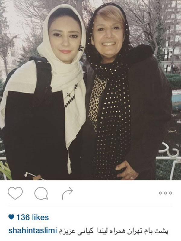 شهین تسلیمی و لیندا کیانی در پشت صحنه سریال «پشت بام تهران»