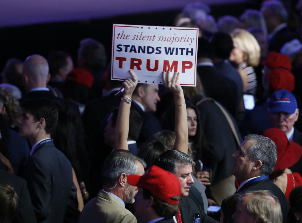 Trump supporters gather at Republican U.S. presidential nominee Donald Trump's election night rally in New York