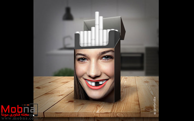 دندان های یک زن و طراحی خلاقانه پاکت سیگار! (عکس)