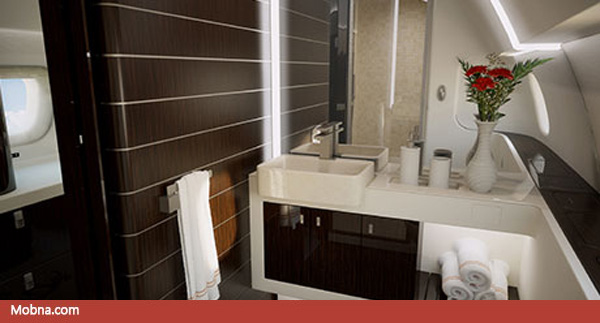 ۱۰- Lineage_1000_ultra_large_corporate_jet_VIP_lavatory_and_walk-in_shower