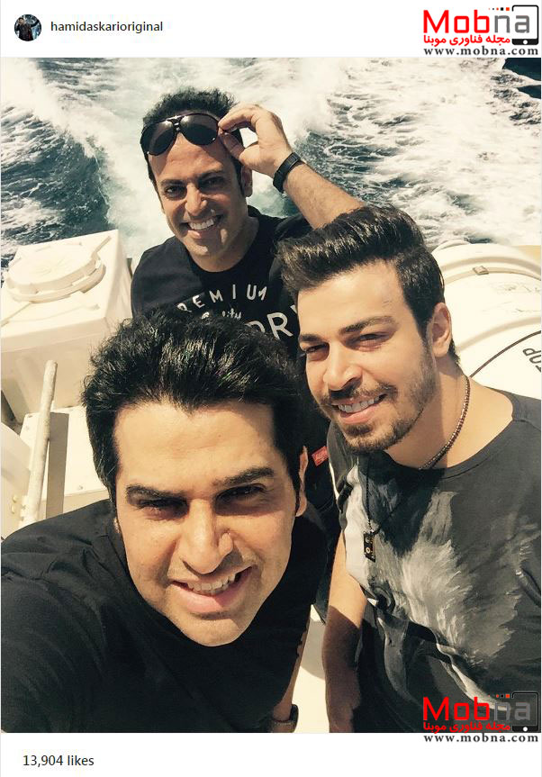سلفی حمید عسکری و دوستانش در حال قایق سواری (عکس)