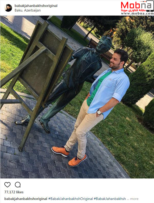 بابک جهانبخش به همراه مجسمه ای هنرمند در باکو (عکس)