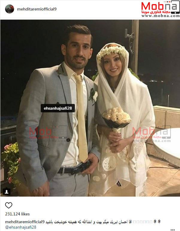 احسان حاج صفی و همسرش در لباس عروس و داماد (عکس)