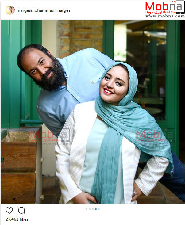 تصاویر جالب و خنده دار نرگس محمدی و همسرش (عکس)