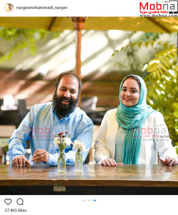 تصاویر جالب و خنده دار نرگس محمدی و همسرش (عکس)