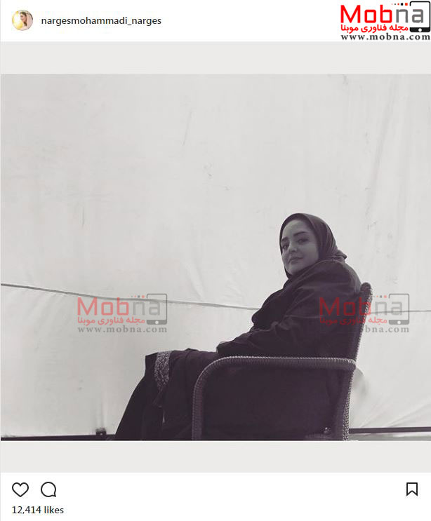 پوشش و گریم نرگس محمدی در پشت صحنه پروژه ای جدید (عکس)