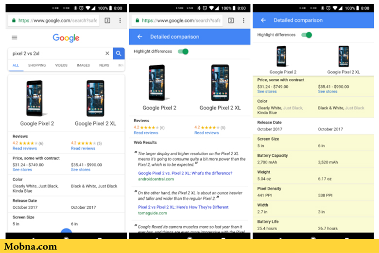 سرویس جدید گوگل برای مقایسه دستگاه‌های مختلف