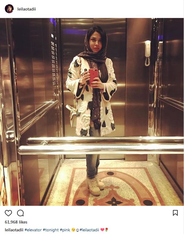 سلفی آینه ای لیلا اوتادی، داخل آسانسور (عکس)