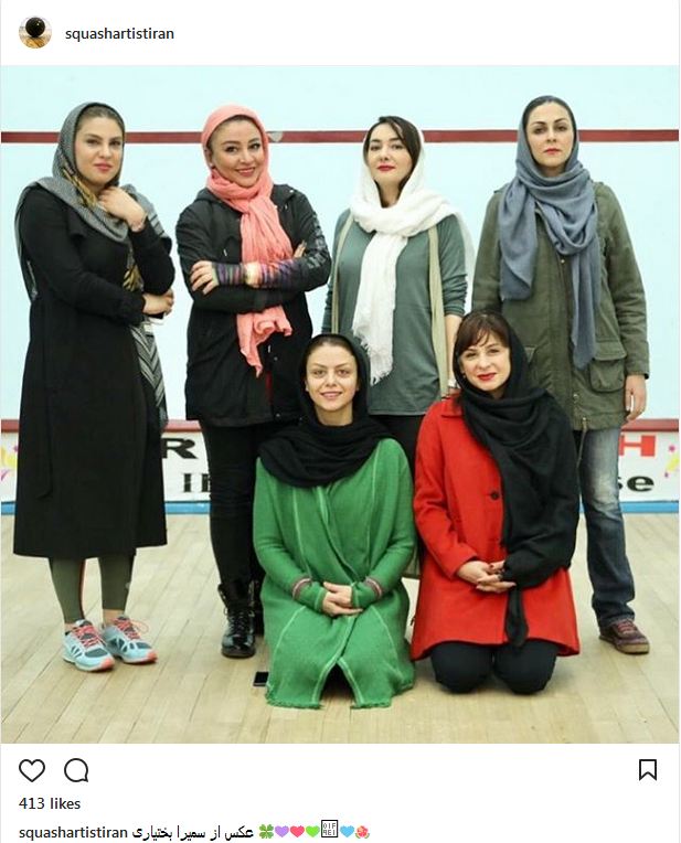 عکس دسته جمعی بازیگران زن در تمرین اسکواش (عکس)