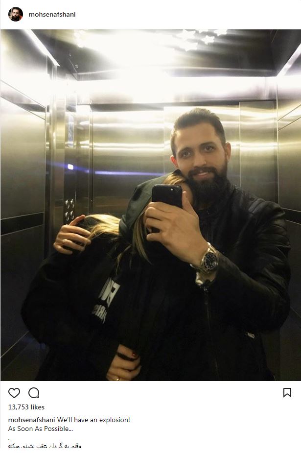 سلفی آینه محسن افشانی و همسرش در آسانسور (عکس)