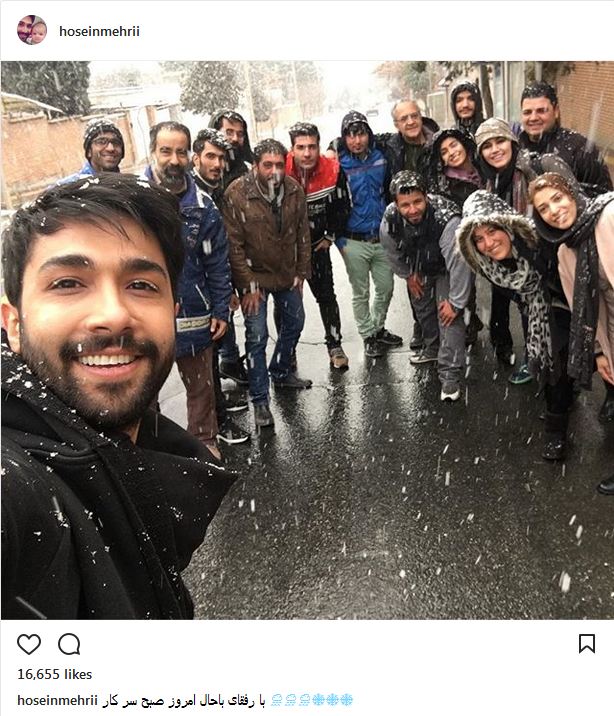 سلفی حسین مهری و دوستانش، زیر برف (عکس)