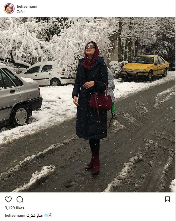 تیپ و ظاهر هلیا امامی در هوای برفی (عکس)