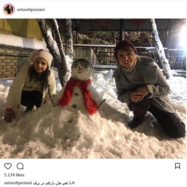 برف بازی ستاره پسیانی به همراه دختر پژمان بازغی (عکس)