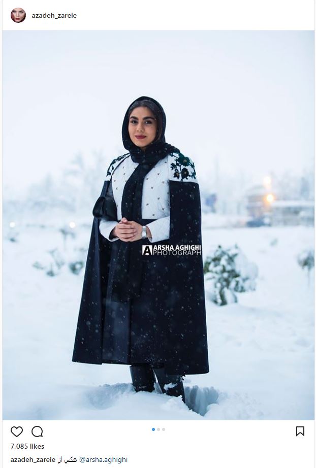 پوشش مدلینگ آزاده زارعی در برف نیم متری! (عکس)