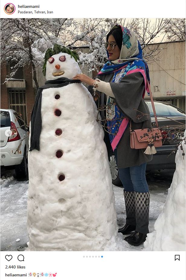 آدم برفی هلیا امامی در پاسداران (عکس)
