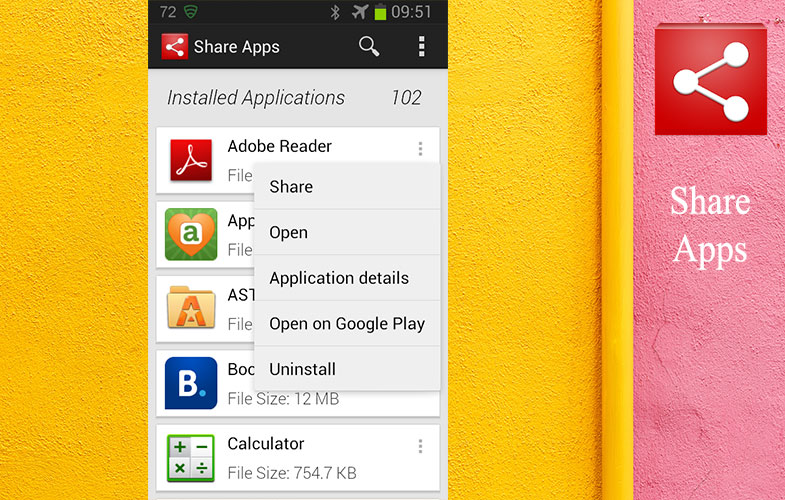 ارسال برنامه‌ها و بازی‌های نصب شده در گوشی با Share Apps