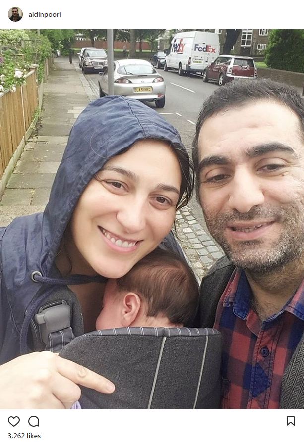 پوشش و حجاب متفاوت فلامک جنیدی به همراه همسر و فرزندش، خارج از کشور (عکس)