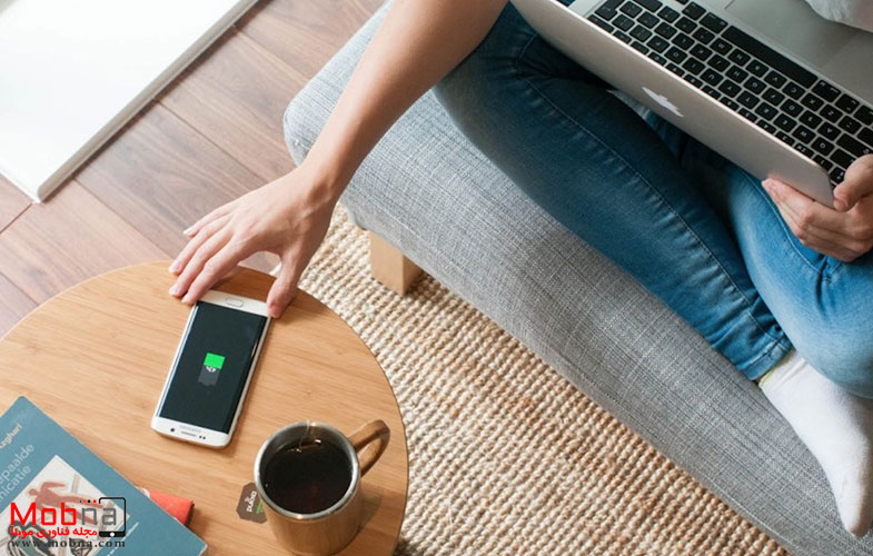 wireless phone charging side table