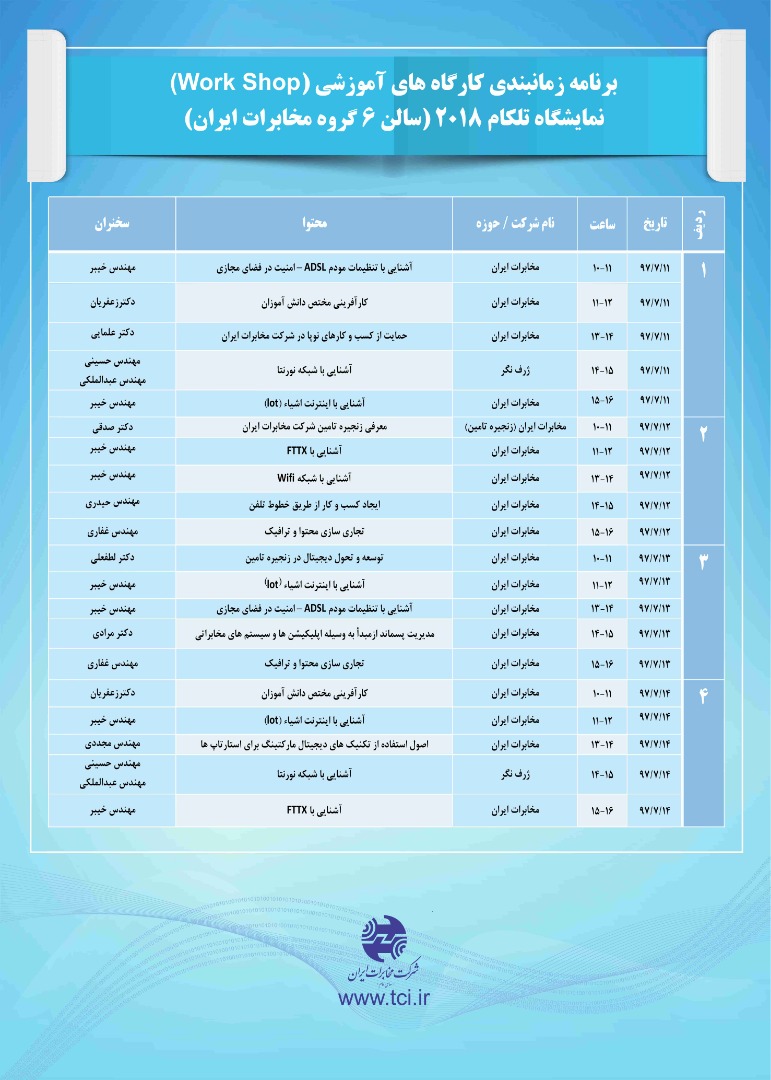 برگزاری کلاس‌های آموزشی تخصصی شرکت مخابرات ایران در نمایشگاه تلکام