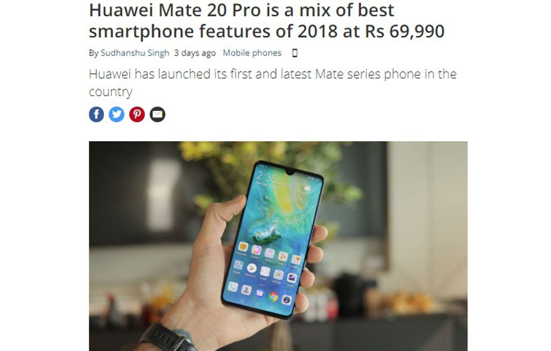 Huawei Mate 20 Pro به عنوان بهترین گوشی سال 2018 انتخاب شد