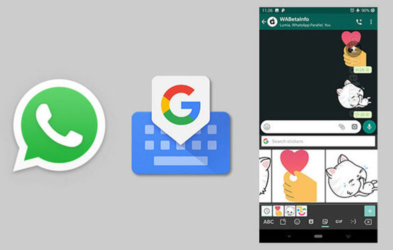 تبادل استیکر در واتس‌اپ و اپلیکیشن کی‌بورد گوگل