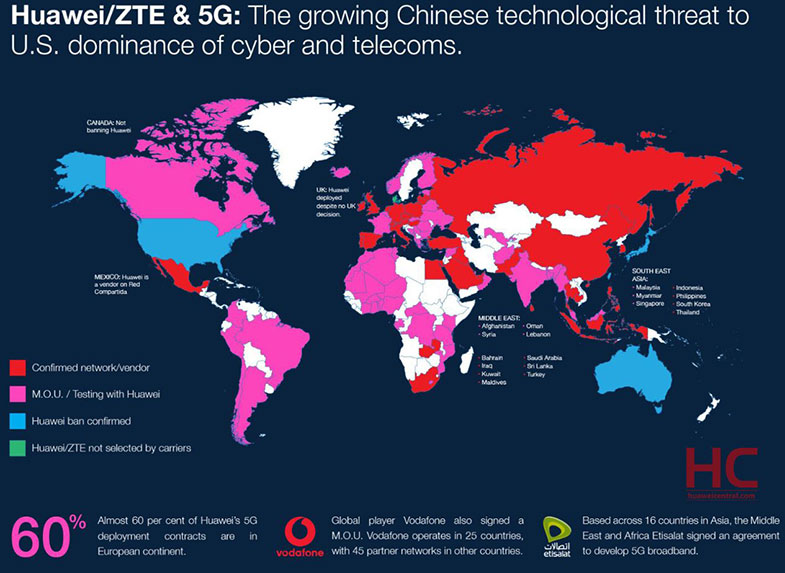 کدام کشورها هوآوی را برای ساخت شبکه‌های 5G خود انتخاب کرده‌اند
