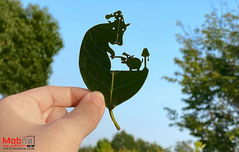 هنر برش دقیق روی برگ درخت! (+تصاویر)
