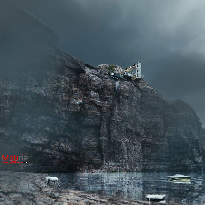 طراحی مفهومی میلاد اشتیاقی از خانه کوهستانی بر فراز صخره ها (+عکس)